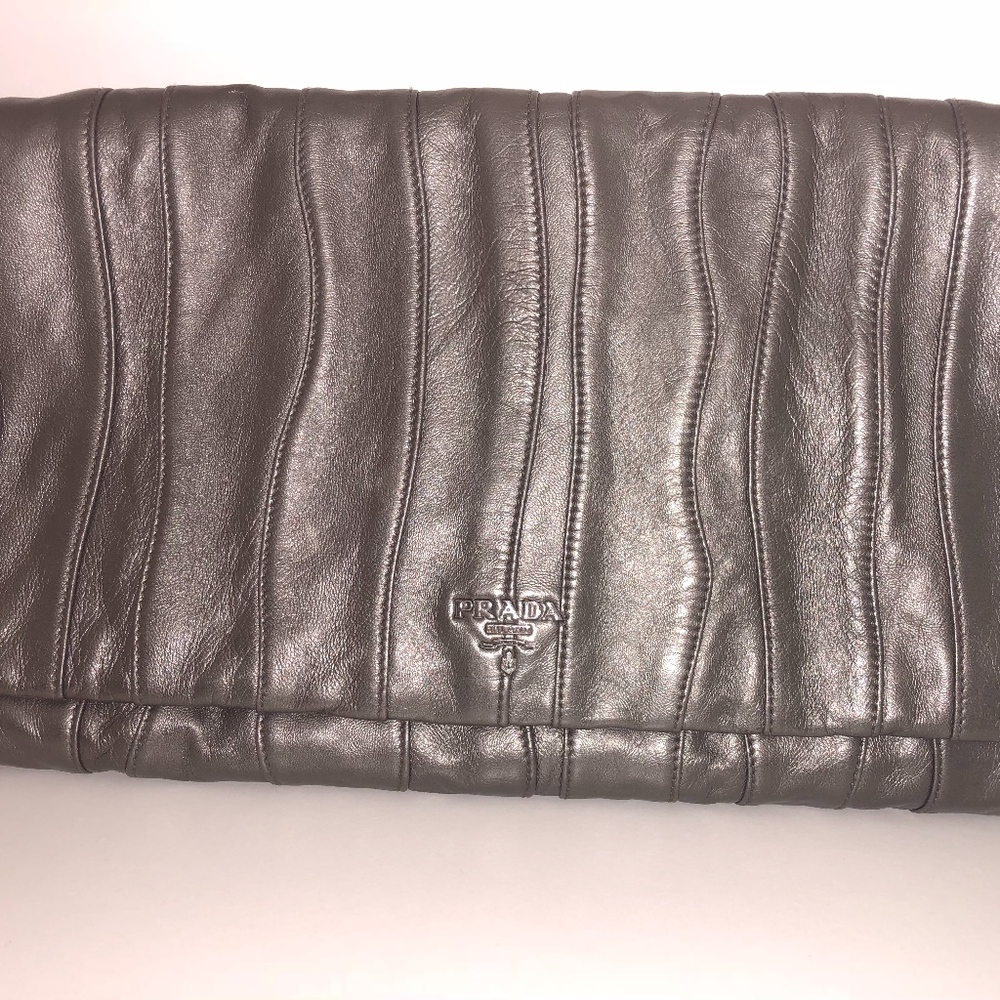 Prada vintage graphite clutch